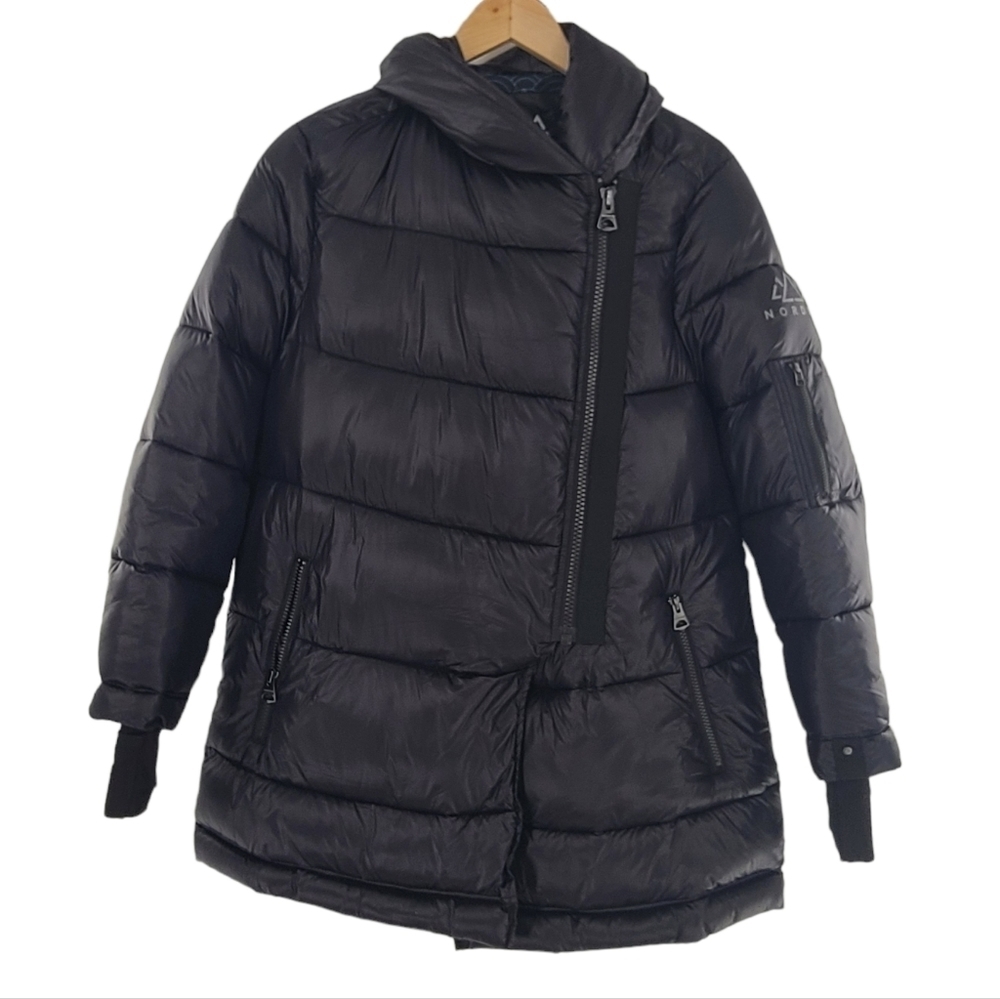 Norden Vegan Black Puffer Parka Coat Jacket Size‎ Small